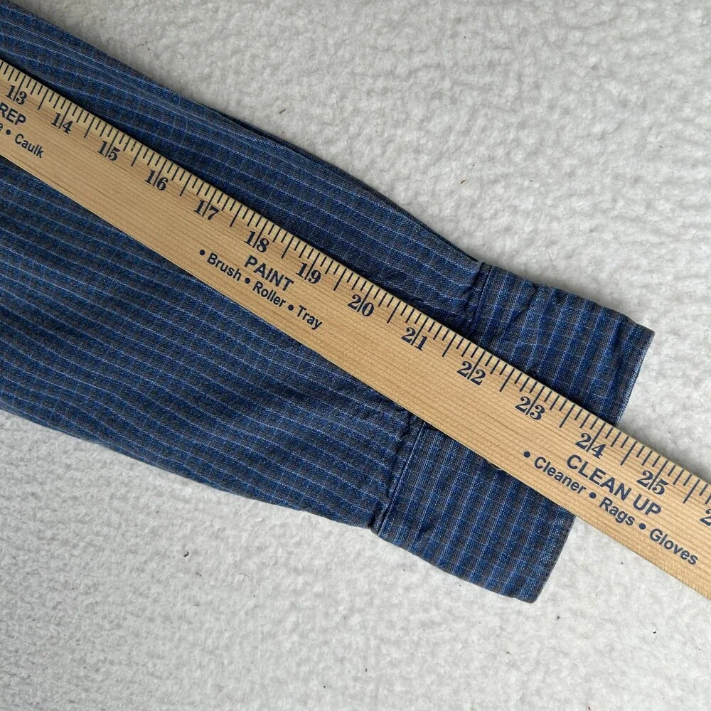 Texas Cotton Shirt Mens Large Blue Stripe Button Down Pocket Embroidered USA 90s